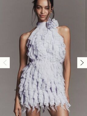 Anthropologie Lavender Ruffled Halter Mini Dress